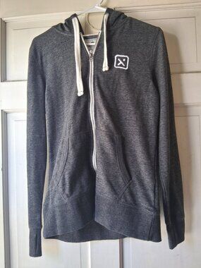 Roots73 Women's Charcoal Gray Size M Full-Zip Hoodie Sweatshirt‎ with Thumbholes